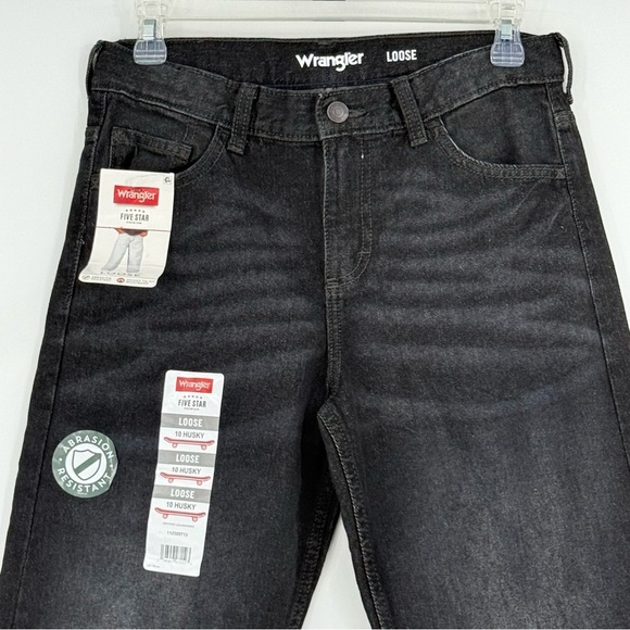 Wrangler Boy’s Black Loose Fit Denim Jeans Size 10 HUSKY NEW - Picture 4 of 6